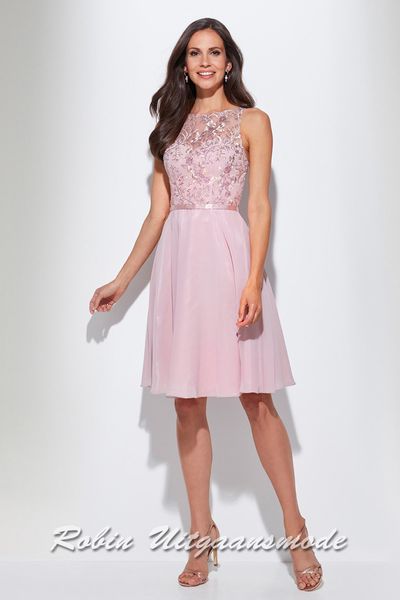 Festive cocktail dress with high-necked bodice