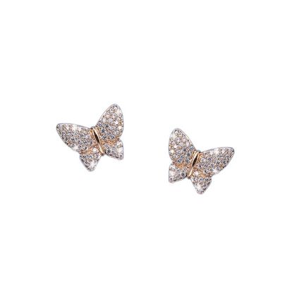 Sprankelende vlinder oorknopjes met zirkonia kristallen