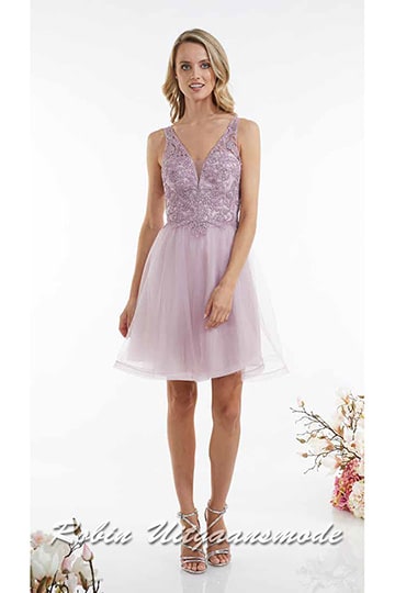 Cocktail dress with V-neck lace bodice and short tulle skirt | modelnr c-ul1-73